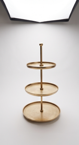 Premium Gold Metal 3 Tier Cake <b>Stand</b> with Top Knob Textured Finish Pastry <b>Cupcake</b> Display Serving Tray - Product Image 3