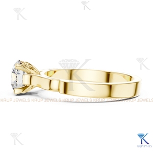 Anillo de compromiso solitario con diamante cultivado en laboratorio, corte redondo, E VVS2, certificado IGI, en oro macizo con engaste de corona, estilo filigrana vintage. - Product Image 3