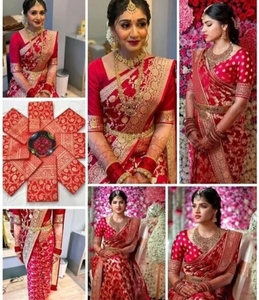 KV Self Design Banarasi Jacquard <b>Saree</b> (<b>Red</b>) - Product Image 5