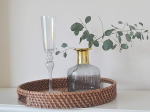 Fabricant du Vietnam Plateau de service en rotin Stockage Plateaux en osier naturel Assiette ronde Petit déjeuner Table en gros Plateau décoratif - Product Image 3