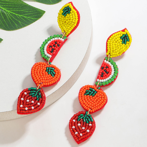 BY MULTI CRAFT – Nouveauté Été : Perles Bohèmes Classiques pour Femme, Style Pastoral, Perles de Riz, Motifs Pastèque, Fraise, Citron, Kaki - Product Image 1