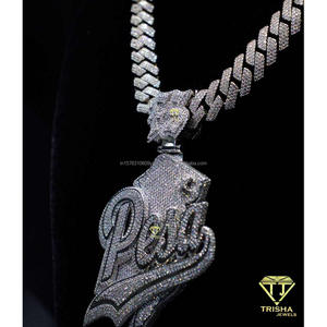 Luxury <b>Custom</b> Personalized <b>Name</b> Logo Lab Grown GIA Certified Pendant <b>Necklace</b> Hip Hop Jewelry Rhodium/Gold 925 Sterling Silver - Product Image 2