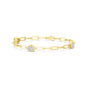 Élégant bracelet à maillons en or jaune 14 carats avec diamants de laboratoire en forme de poire sertis clos, 2,22 CTW - Product Image 5