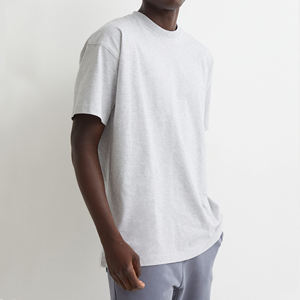 T-shirt vierge coupe ample personnalisé pour homme en molleton French Terry 100% coton Pima biologique 300 GSM - Product Image 1