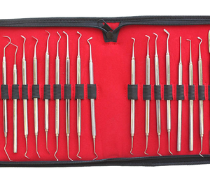 Kit de spatules de nettoyage dentaire, instruments dentaires manuels, outils chirurgicaux en acier avec étui en cuir - Product Image 6