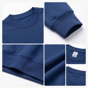 เสื้อสเวตเชิ้ตคอกลมสีน้ำเงินกรมท่าสำหรับผู้ชาย ผ้าฝ้าย 100% เฟรนช์เทอร์รี่ ทรงปกติ สวมใส่สบายๆ สำหรับฤดูใบไม้ร่วง - Product Image 6