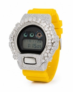 Luxury Women's Digital <b>Watch</b> With Rhinestone Accents Stainless Steel Case Yellow Silicone Band - Product Image 5