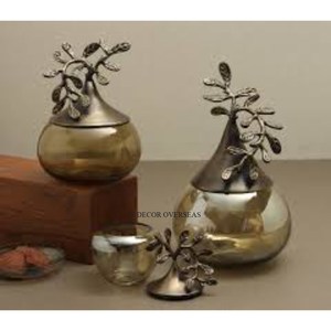 White Gold Metal Flower Glass Food <b>Storage</b> Jars Modern Design Dishwasher Safe Customizable Shape Home Decor Wedding Centerpiece - Product Image 6