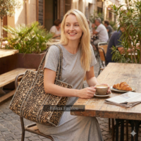 Grand sac fourre-tout d'été léger en coton matelassé à imprimé léopard fait main pour femme, réutilisable, sac à bandoulière, sac de plage, écologique
