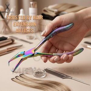Pince professionnelle en acier inoxydable multicolore pour l'élimination des extensions de cheveux, outils de retrait des micro-anneaux à tête incurvée, kit de salon - Product Image 5