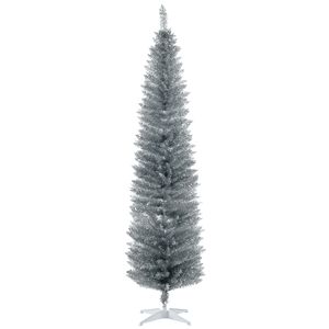 Albero di Natale a Forma di Matita 7FT con 499 Punte Realistiche, Base in Plastica Argento, Albero di Natale Decorato - Product Image 1
