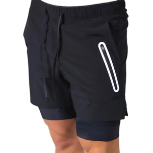 Shorts de loisirs pour hommes avec logo personnalisé, séchage rapide, respirants, en toile, pantalons de sport athlétiques à taille élastique pour la course à pied - Product Image 1