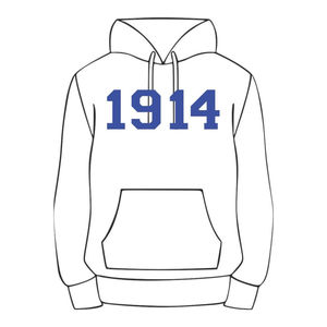 เสื้อฮู้ดดี้ผ้าฝ้ายสีฟ้าพิไวท์ซิกมา ปีก่อตั้ง 1914 สำหรับสมาคมพี่น้องชาวกรีก ปักลายตามสั่ง Divine Nine HBCU - Product Image 2