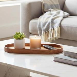 Plateau ovale en bois d'acacia, plateau de table basse, organisateur de bijoux, plateau de rangement polyvalent, plateau de service en bois fait main, plateau décoratif pour entrée - Product Image 2