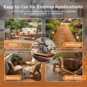 Dalles de terrasse en acacia du Vietnam, résistantes aux intempéries et imperméables, antidérapantes, rainurées, noires, à emboîtement, pour terrasse et jardin - Product Image 5