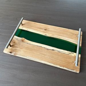 Premium Handmade Wooden And Resin <b>Tray</b> For Modern Restaurant Serving And Luxury Home Decor Purposes - Product Image 1