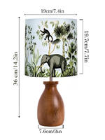 Lampe de table classique moderne, abat-jour plissé vintage nordique à volants, base en bois poli, tissu imprimé floral, intensité réglable