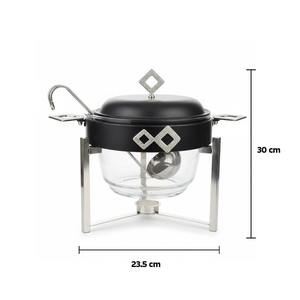 Plat de service de luxe en verre, chauffe-plats de buffet en acier inoxydable, rond, ovale, double, soupière, avec support doré ou argenté pour hôtel - Product Image 4