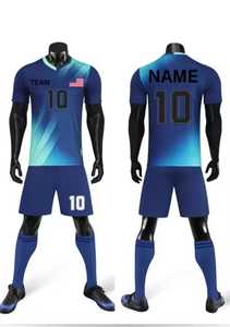 ชุดฟุตบอลชายแบบไล่เฉดสี พิมพ์ลายแบบซับลิเมชั่น เสื้อเจอร์ซีย์ กางเกงขาสั้น ผ้าโพลีเอสเตอร์ระบายอากาศได้ดี ขนาดผู้ใหญ่ - Product Image 2
