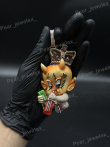 Colgante de Rey Demonio de Dibujos Animados, Plata de Ley 925, Moissanita VVS, Estilo Hip Hop, Colgante con Incrustaciones de Diamantes, Regalo Unisex - Product Image 3