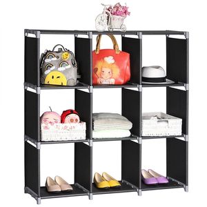 Scaffale di Stoccaggio Multifunzionale Nero a 3 Livelli e 9 Scomparti per Organizzazione Domestica - Product Image 5