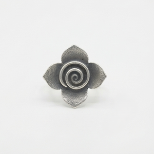 DIVYORO SPIRAL PETAL Women's Brass Oxidized Silver Modern Flower <b>Ring</b> for Birthday & Anniversary - Product Image 1