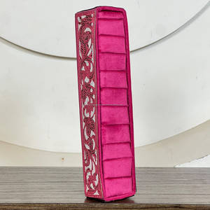 Boîte de présentation de bijoux en velours rose, nouveauté, en cuir brodé floral fait main, pour bagues et boucles d'oreilles multiples, vente chaude - Product Image 2