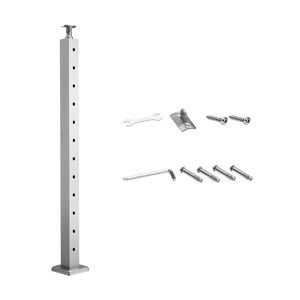 1 Confezione di Pali per Ringhiera in Acciaio Inox 42x2x2 Pollici con Cavo Pre-Forato per Terrazze e Scale - Product Image 1