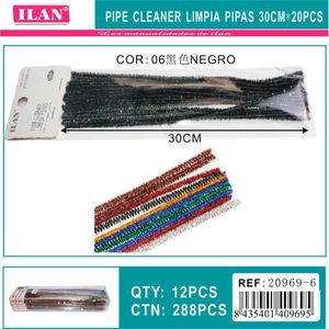 Pulisci tubi Iln 30 cm, nero metallizzato, con filettatura, 20 pezzi per la creazione di lavori artigianali - Product Image 3