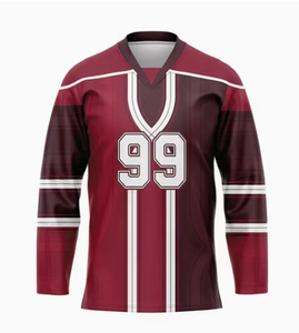 Custom Ice Hockey Jersey Men Long Sleeve Sublimated Print Moisture Wicking Polyester VNeck Adult Uniform - Product Image 1
