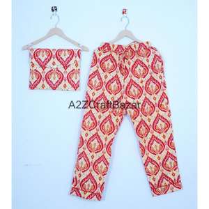 ชุดนอนผู้หญิงคุณภาพสูง ระบายอากาศได้ดี ผ้าฝ้าย 100% ลายดอกไม้ แขนยาว ใส่ได้ทุกฤดู เอวยางยืด มีสินค้าพร้อมส่ง - Product Image 3