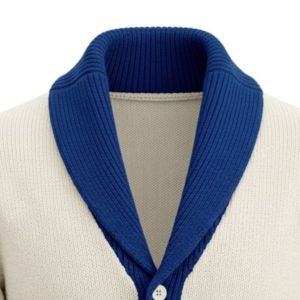 Cardigan en tricot à col roulé blanc personnalisé pour femmes Kansas, à manches longues, avec broderies en chenille et logos. - Product Image 4
