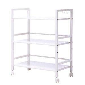 Carrello Portaoggetti in Metallo Bianco Avorio Widen, 3 Ripiani Multifunzionali Staccabili e Pieghevoli per Cucina, Bagno, Soggiorno, Conservazione di Spezie e Alimenti - Product Image 1