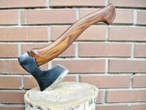 Handmade Viking Bearded <b>Axe</b> | Forged Carbon Steel Blade, Rosewood <b>Handle</b> with Leather Wrap | 19 Length | Hunting <b>Axe</b> - Product Image 1