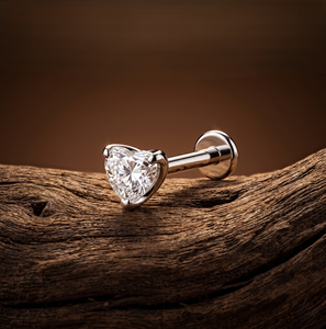 Piercing de Nariz con Diamante Cultivado en Laboratorio, Corte Corazón, Oro Sólido de 14k, Engaste de Garra, Joyería Fina Romántica Unisex - Product Image 4