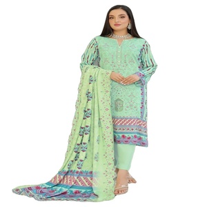 ชุดสูท3ชิ้นสำหรับผู้หญิงชุดประจำวันสวยชุดปาร์ตี้สไตล์ปากีสถานจากซาลวาร์คาร์เมซชุดสูทผ้าลินินพร้อมผลิต - Product Image 1