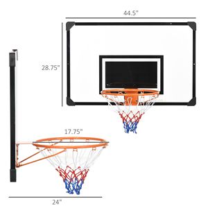 Aro de Baloncesto para Montar en la Pared con Tablero Resistente a Impactos de 45 x 29 Pulgadas, Aro Duradero para Uso en Interiores y Exteriores - Product Image 2