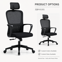Chaise de bureau moderne noire en maille avec dossier haut en maille, accoudoirs fixes, siège rembourré et base à cinq étoiles pour mobilier de bureau