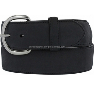 Cinturón informal de cuero de grano completo negro o marrón para hombres y mujeres con elegante hebilla de latón niquelado todos los tamaños - Product Image 1