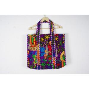 Bolso de Mano de Algodón con Estampado Floral para Mujer, Bolso de Hombro Hecho a Mano con Cierre Abierto y Dos Asas, Bolso de Viaje, Compras y Fin de Semana - Product Image 2