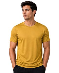 Customized Mustard <b>Yellow</b> Mens Athletic T Shirt Quick Dry Breathable Gym Workout Running Polyester Sports Tee Activewear Top - Product Image 1