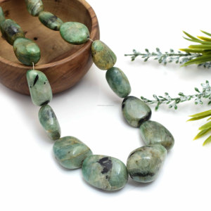 Naturel Zambie Émeraude Lisse Tumble Forme 16 Pouces 12x10 MM-28x19 MM Strand Perles Pierre Pour Une Utilisation Faire Des Bijoux Collier - Product Image 3