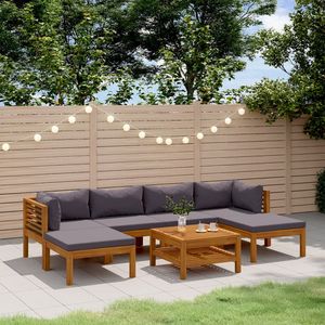 Ensemble de salon modulaire en bois d'acacia massif gris foncé, 7 pièces, meubles de jardin modulaires - Product Image 1