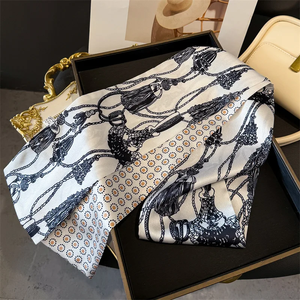 Écharpe en soie fine tendance pour femme, rubans à cheveux à lettres, bandeaux, bandana, foulard pour sac, bracelet de poignet, foulard, cravates - Product Image 6