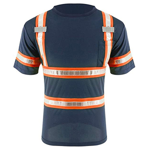 เสื้อยืดสะท้อนแสงแบบมองเห็นได้ชัดเจน สีกรมท่า สำหรับงานก่อสร้าง แขนสั้น ระบายอากาศได้ดี เสื้อทำงานแบบอุตสาหกรรม - Product Image 5