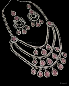 Classic American Diamond Bridal Jewelry Set Two-Piece <b>Necklace</b> <b>and</b> <b>Earrings</b> for Wedding Fashionable Classic Style - Product Image 1