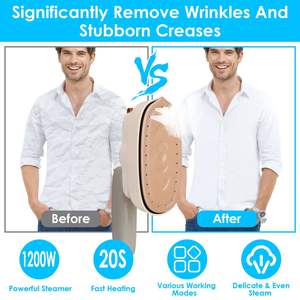 Plancha de Vapor Portátil Plegable de 1200W, Modo de Planchado en Seco y Húmedo, Plancha de Vapor de Viaje para Eliminar Arrugas - Product Image 2