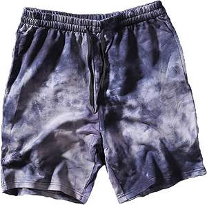 Shorts de survêtement unisexe en molleton bouclette délavé à l'acide, coupe ample, effet soleil délavé, teinture dip dye, respirant pour le sport - Product Image 4