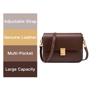 Bolso Bandolera de Cuero Genuino de Alta Calidad, Moderno y Casual, con Correa Ajustable, Cierre de Cremallera, Resistente al Agua, Portátil, para Mujer - Product Image 1