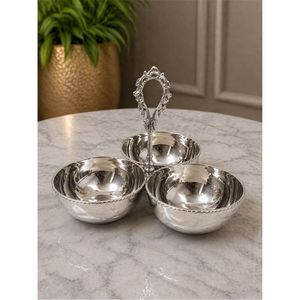 Bol de service décoratif de luxe en laiton et acier inoxydable, élégant et de qualité supérieure, pour les fêtes, les événements, les mariages et la maison. - Product Image 6